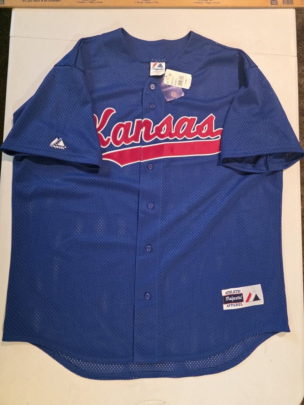 NWT Vintage Majestic Kansas Jayhawks Baseball Jersey USA Made Blue XL NCAA